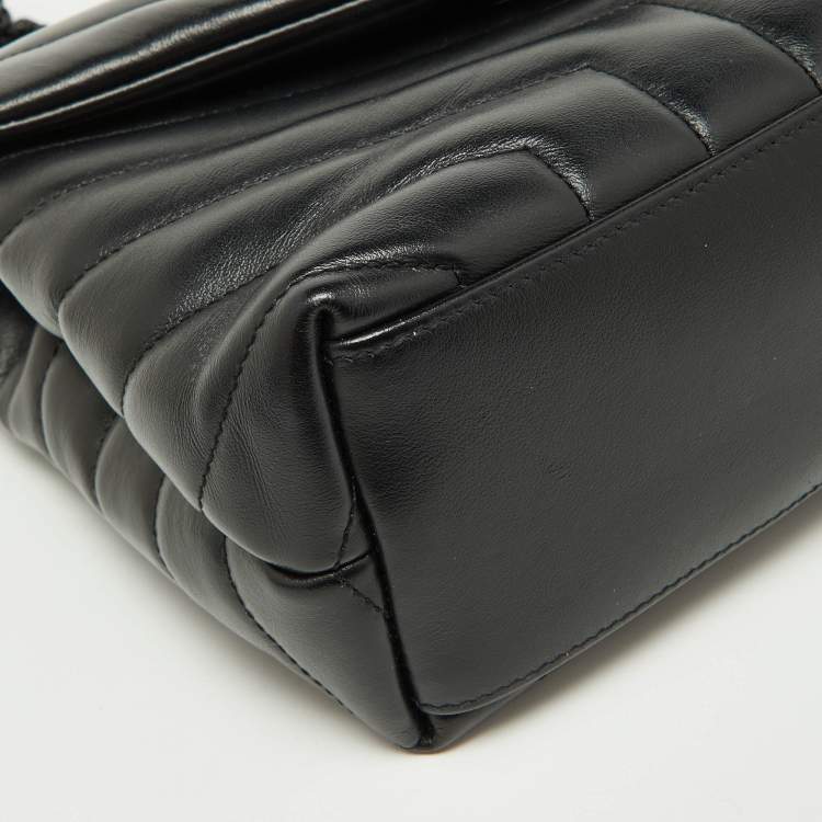 Pre Owned Saint Laurent Black Quilted Leather Small Loulou Shoulder Bag