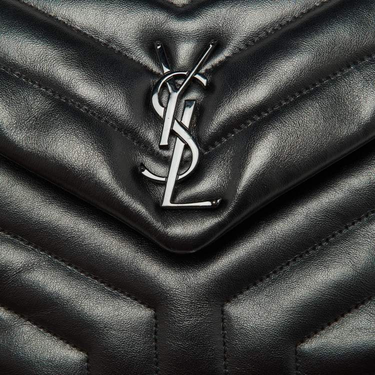 Pre Owned Saint Laurent Black Quilted Leather Small Loulou Shoulder Bag