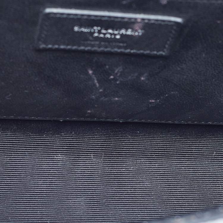 مملوكة مسبقًا Saint Laurent Black Croc Embossed Leather Medium Kate Tassel Shoulder Bag