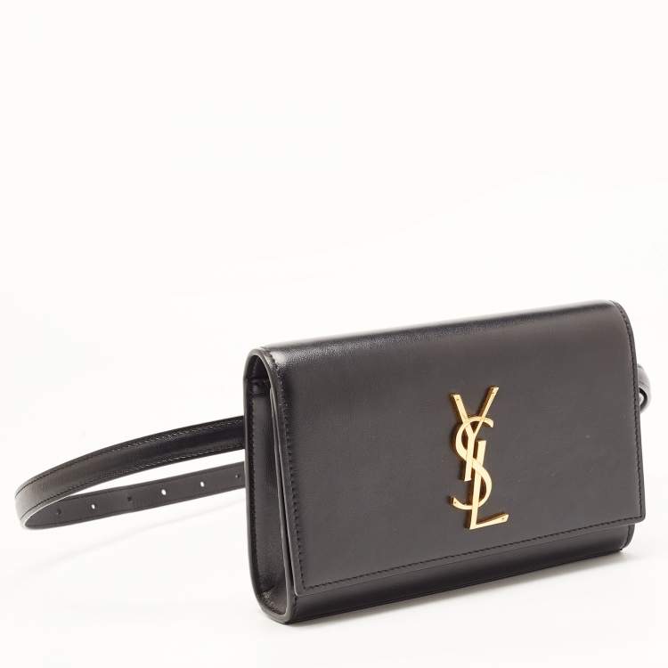 Pre Owned Saint Laurent Black Leather Kate Belt Bag
