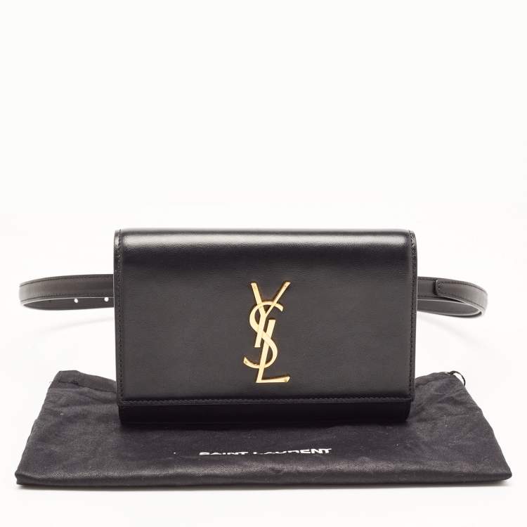 Pre Owned Saint Laurent Black Leather Kate Belt Bag
