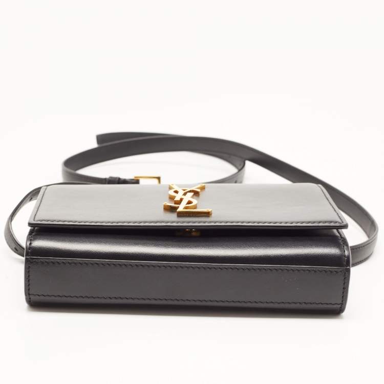 Pre Owned Saint Laurent Black Leather Kate Belt Bag