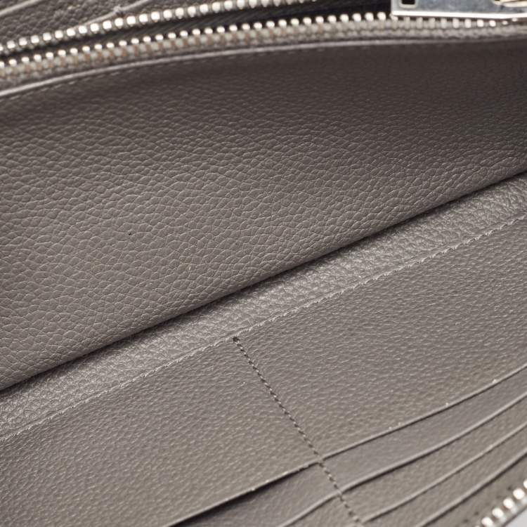 Pre Owned Saint Laurent Grey Leather Zip Around Continental Wallet