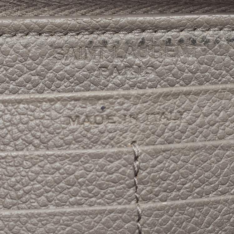 Pre Owned Saint Laurent Grey Leather Zip Around Continental Wallet