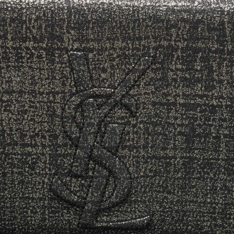 Pre Owned Saint Laurent Silver/Black Shimmering Canvas Belle De Jour Clutch