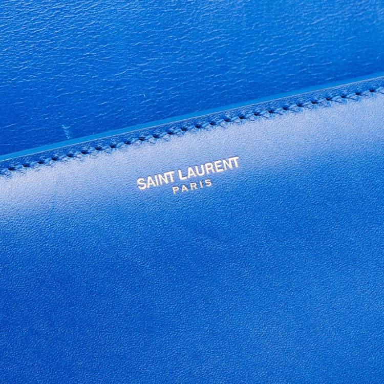 Pre Owned Saint Laurent Blue/Green Leather Betty Clutch