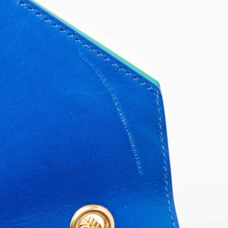 Pre Owned Saint Laurent Blue/Green Leather Betty Clutch