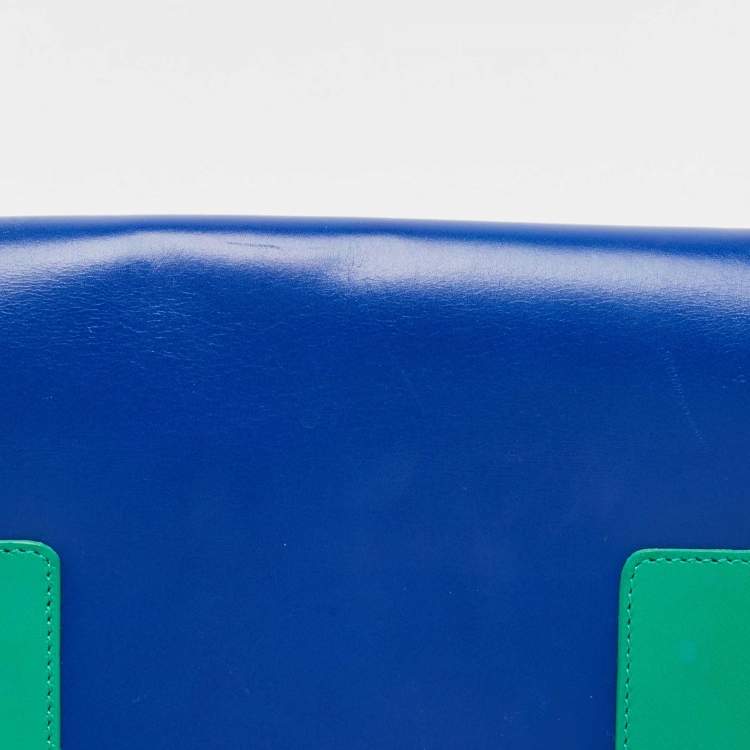 Pre Owned Saint Laurent Blue/Green Leather Betty Clutch