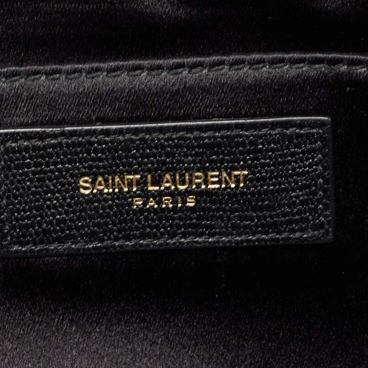 Pre Owned Saint Laurent Black Leather Y-Ligne Clutch