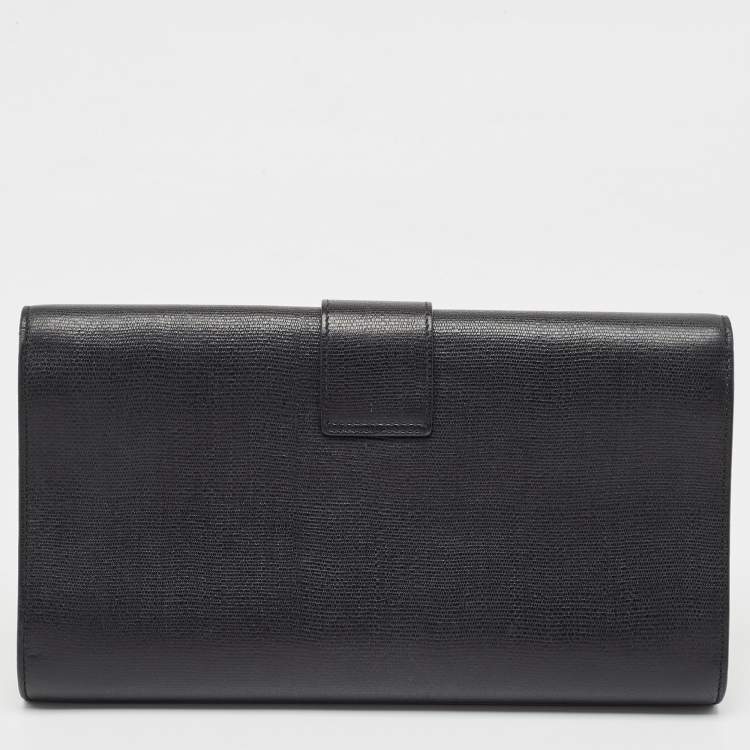 Pre Owned Saint Laurent Black Leather Y-Ligne Clutch