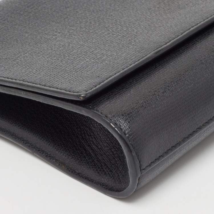 Pre Owned Saint Laurent Black Leather Y-Ligne Clutch