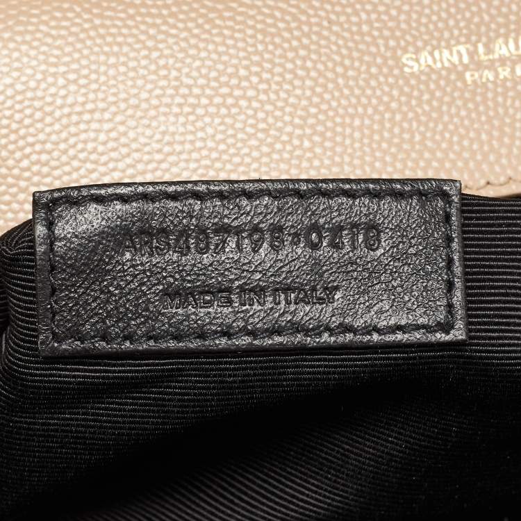 Pre Owned Saint Laurent Beige Mixed Quilted Leather Large Monogram Envelope Shoulder Bag