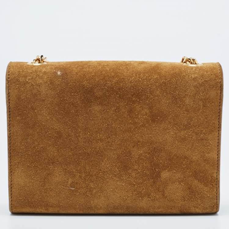 Pre Owned Saint Laurent Brown Suede Small Kate Tassel Crossbody Bag