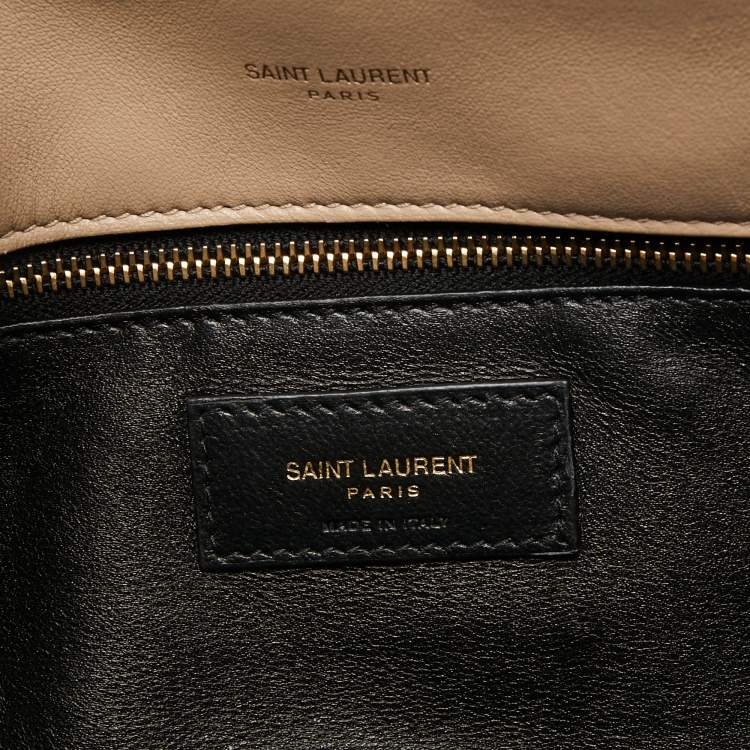 Pre Owned Saint Laurent Beige Puffer Leather Sade Envelope Clutch