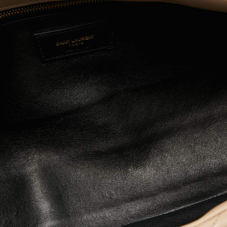 Pre Owned Saint Laurent Beige Puffer Leather Sade Envelope Clutch