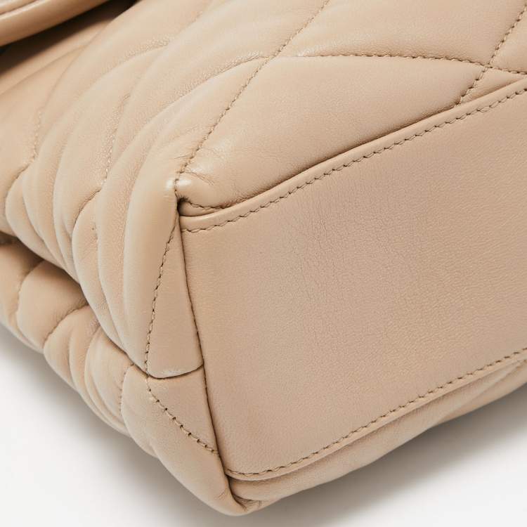 Pre Owned Saint Laurent Beige Puffer Leather Sade Envelope Clutch