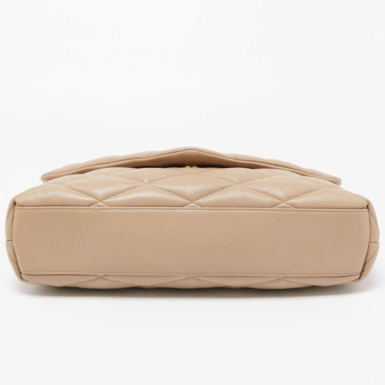 Pre Owned Saint Laurent Beige Puffer Leather Sade Envelope Clutch