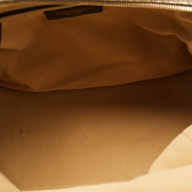 Pre Owned Saint Laurent Gold Textured Leather Medium Majorelle Bag