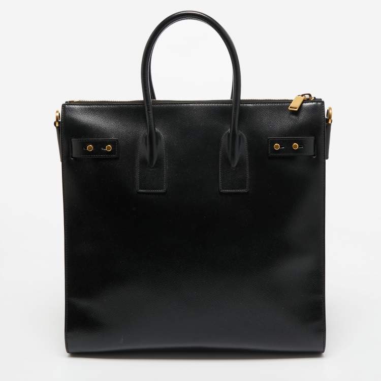 Pre Owned Saint Laurent Black Leather Sac De Jour North South Tote