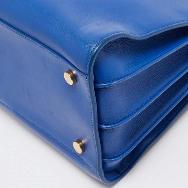 Pre Owned Saint Laurent Blue Leather Small Classic Sac De Jour Tote