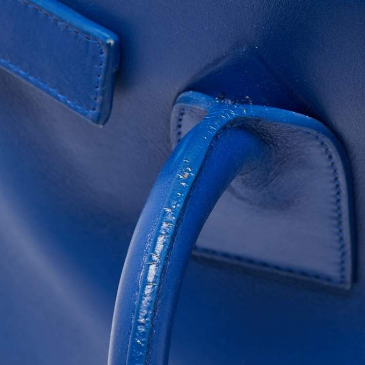 Pre Owned Saint Laurent Blue Leather Small Classic Sac De Jour Tote