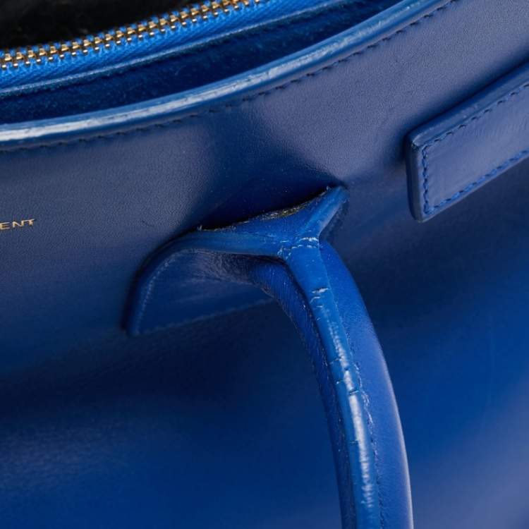 Pre Owned Saint Laurent Blue Leather Small Classic Sac De Jour Tote