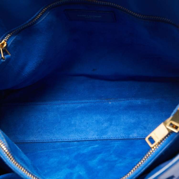 Pre Owned Saint Laurent Blue Leather Small Classic Sac De Jour Tote