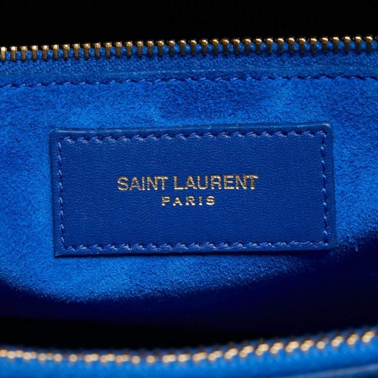 Pre Owned Saint Laurent Blue Leather Small Classic Sac De Jour Tote