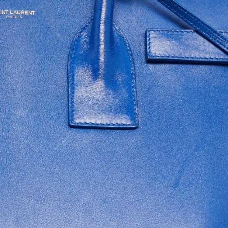Pre Owned Saint Laurent Blue Leather Small Classic Sac De Jour Tote