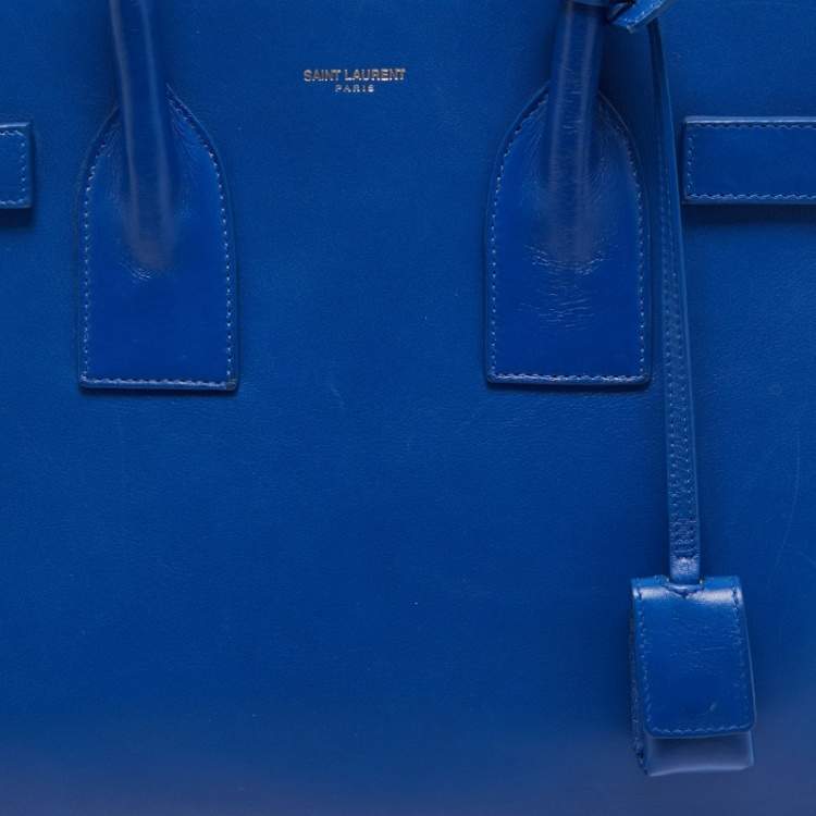 Pre Owned Saint Laurent Blue Leather Small Classic Sac De Jour Tote