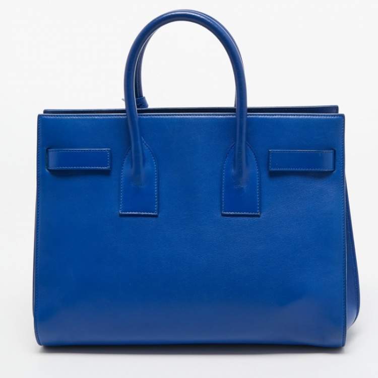 Pre Owned Saint Laurent Blue Leather Small Classic Sac De Jour Tote