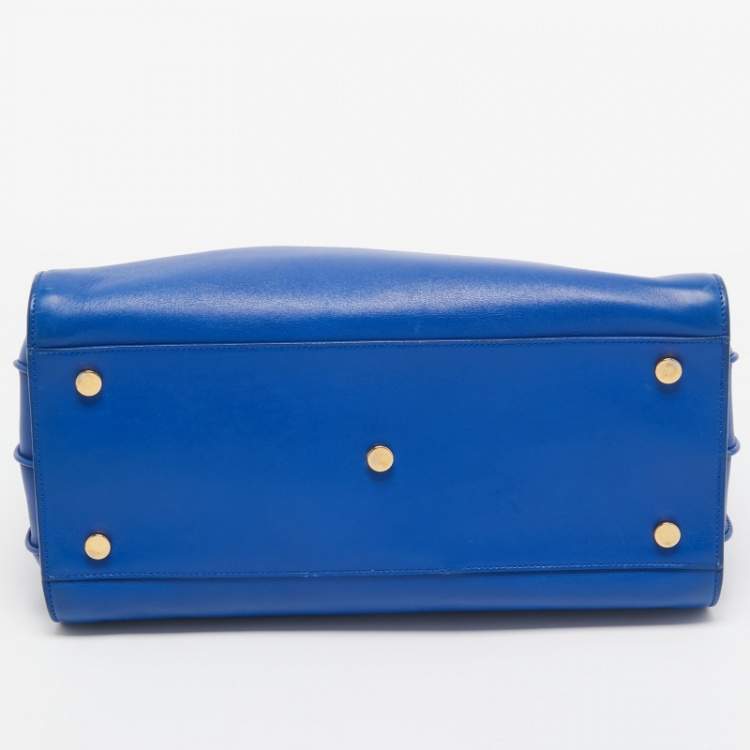 Pre Owned Saint Laurent Blue Leather Small Classic Sac De Jour Tote