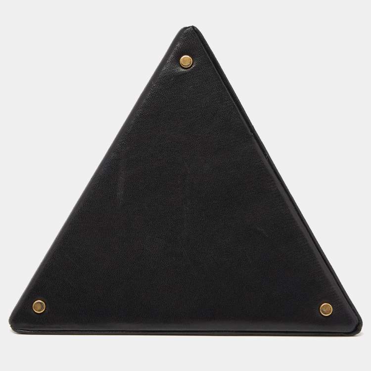 Pre Owned Saint Laurent Black Leather Pyramid Box Wristlet Clutch