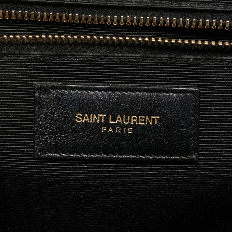 Pre Owned Saint Laurent Black Matelasse Leather Large Monogram Envelope Shoulder Bag