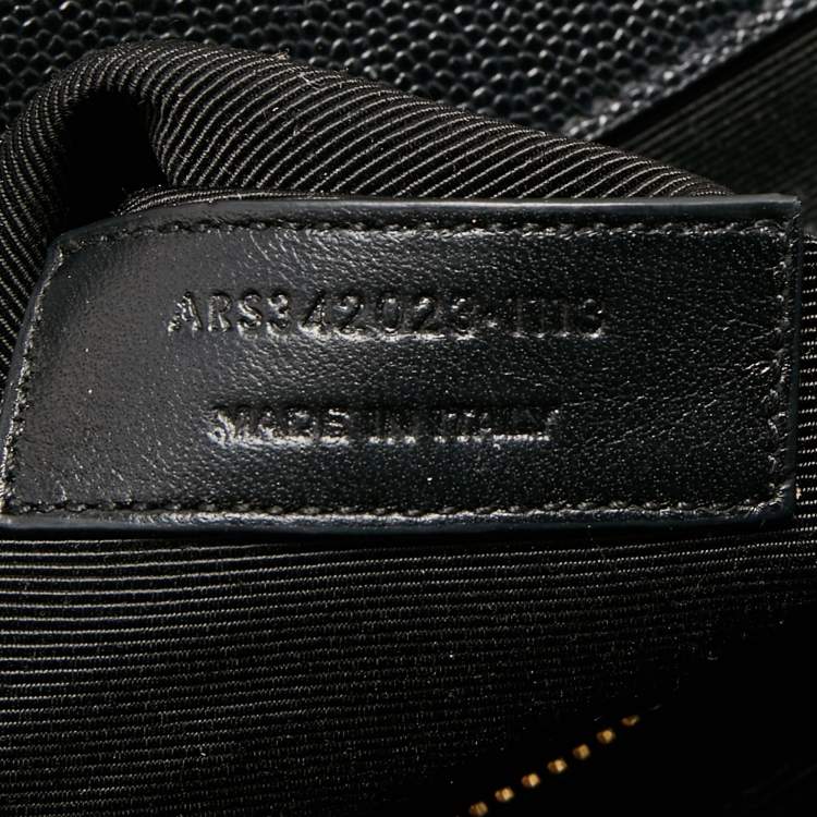 Pre Owned Saint Laurent Black Matelasse Leather Large Monogram Envelope Shoulder Bag