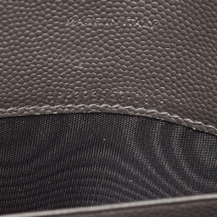 Pre Owned Saint Laurent Grey Matelassé Leather Monogram Envelope Wallet on Chain