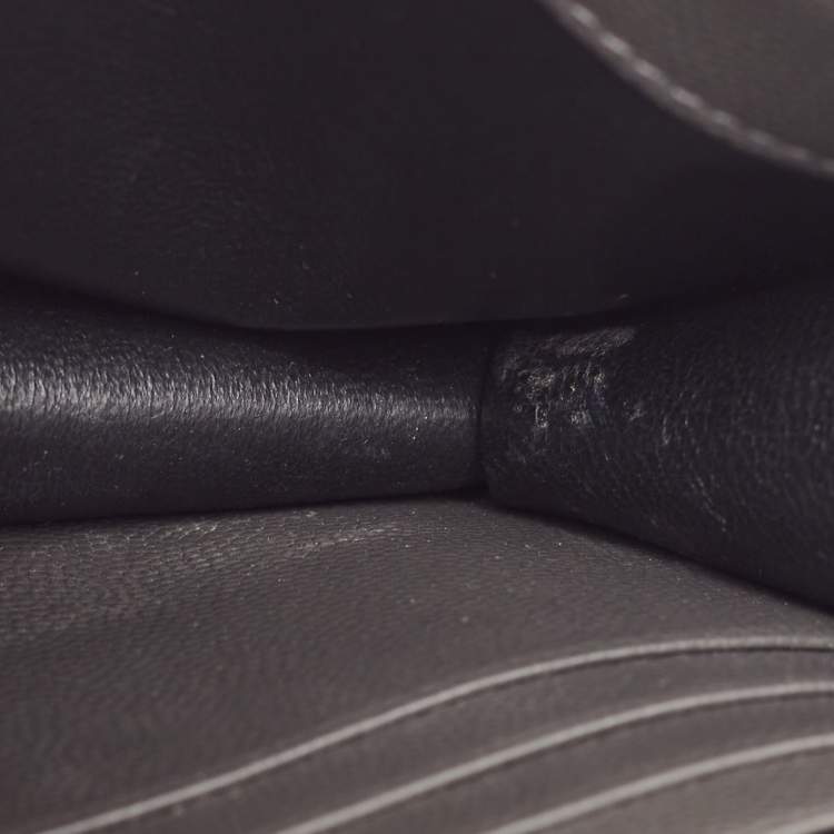 Pre Owned Saint Laurent Grey Matelassé Leather Monogram Envelope Wallet on Chain