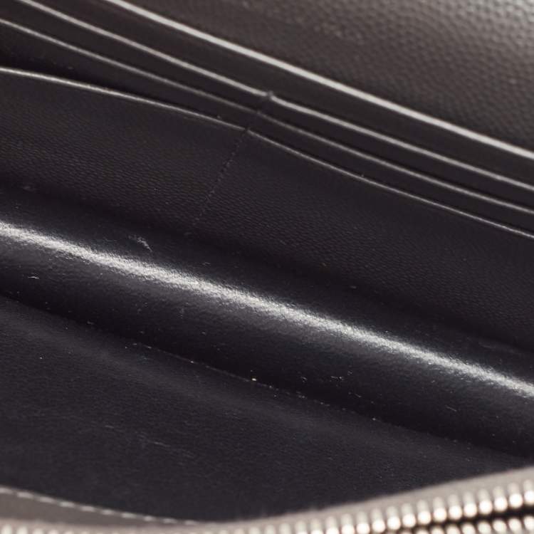 Pre Owned Saint Laurent Grey Matelassé Leather Monogram Envelope Wallet on Chain