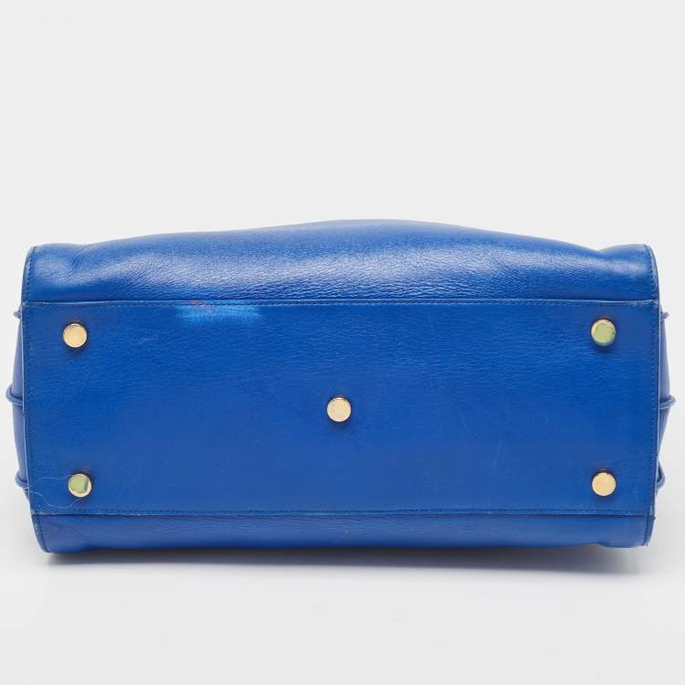 Pre Owned Saint Laurent Blue Leather Small Classic Sac De Jour Tote