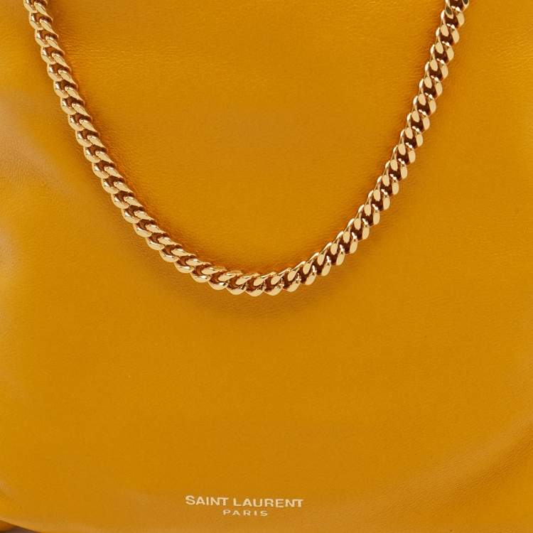 Pre Owned Saint Laurent Yellow Leather Phone Holder Crossbody Bag