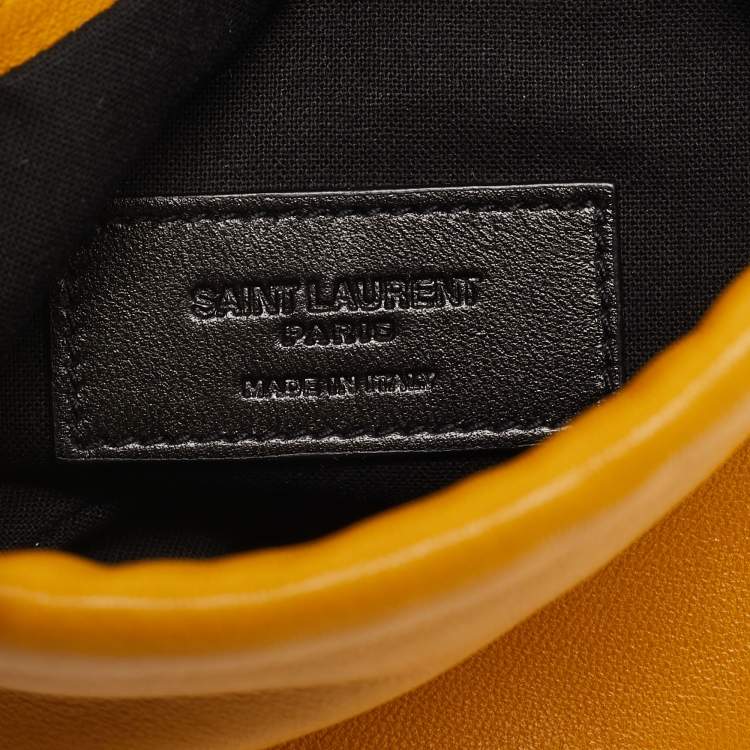 Pre Owned Saint Laurent Yellow Leather Phone Holder Crossbody Bag