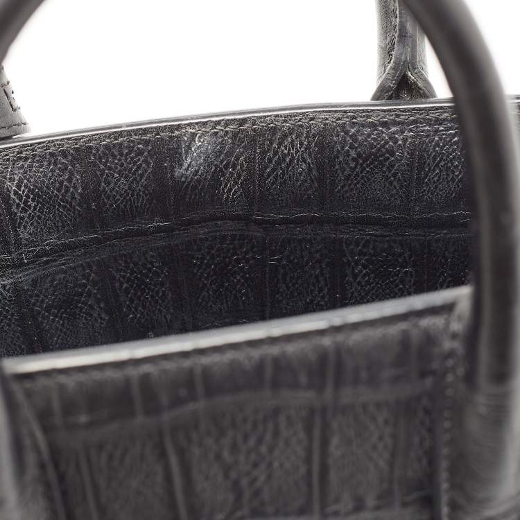 مملوكة مسبقًا Saint Laurent Black Croc Embossed Leather Nano Classic Sac De Jour Tote