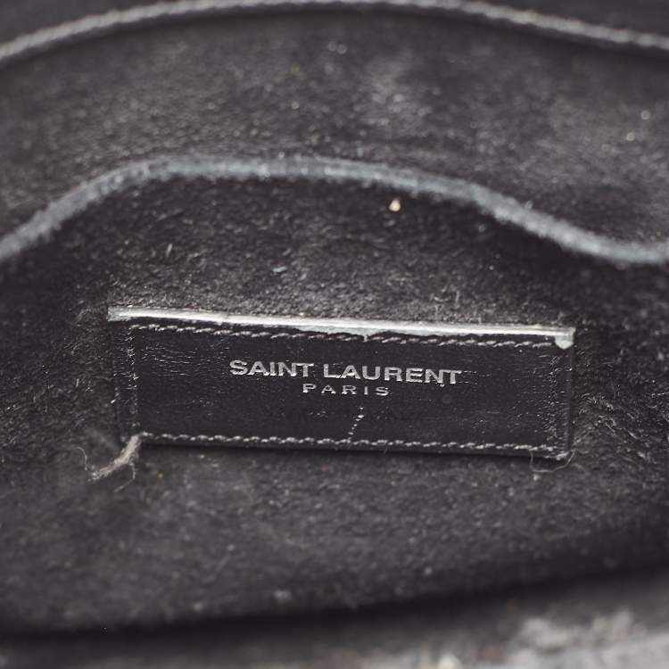 مملوكة مسبقًا Saint Laurent Black Croc Embossed Leather Nano Classic Sac De Jour Tote