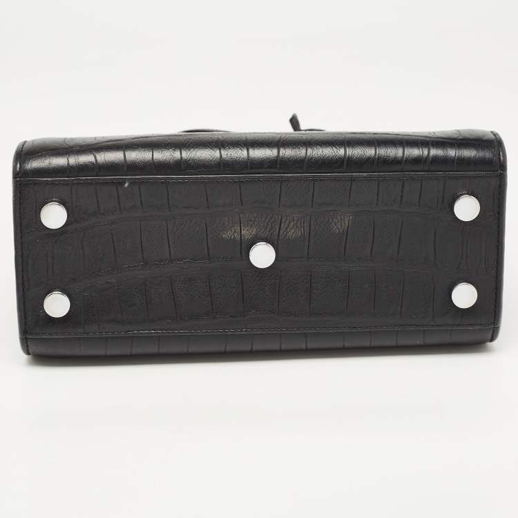 مملوكة مسبقًا Saint Laurent Black Croc Embossed Leather Nano Classic Sac De Jour Tote