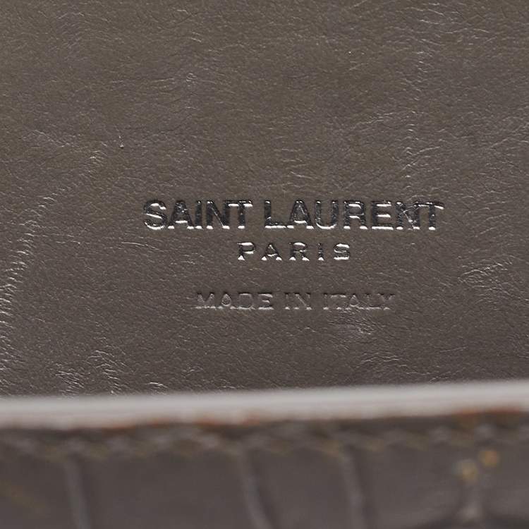 Pre Owned Saint Laurent Grey Croc Embossed Leather Nano Classic Sac De Jour Tote
