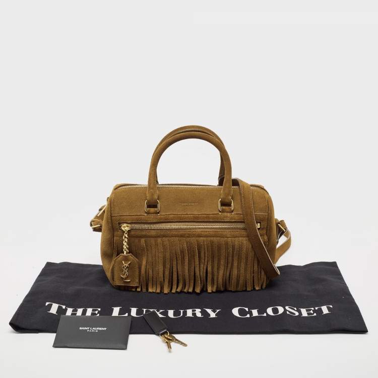 Pre Owned Saint Laurent Brown Suede Fringe Crossbody 