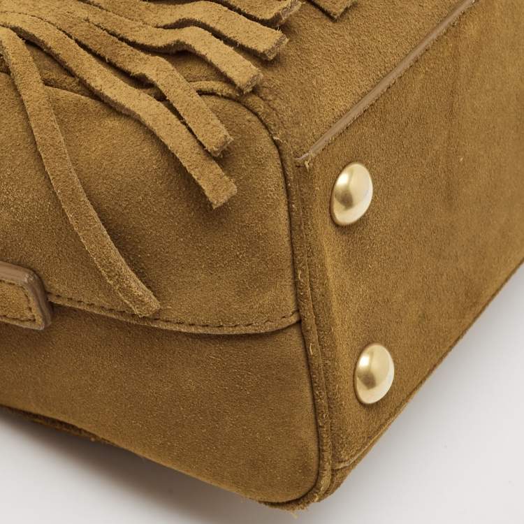 Pre Owned Saint Laurent Brown Suede Fringe Crossbody 