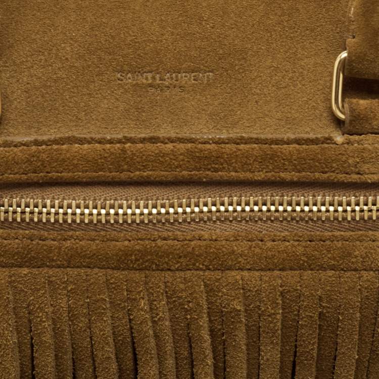 Pre Owned Saint Laurent Brown Suede Fringe Crossbody 
