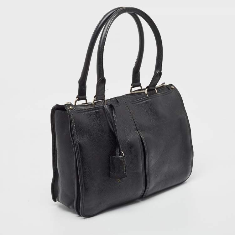 Pre Owned Yves Saint Laurent Black Leather Classic Sac De Jour Tote