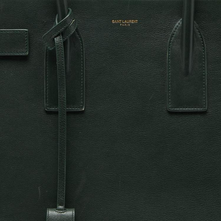 Pre Owned Saint Laurent Green Leather Medium Classic Sac De Jour Tote